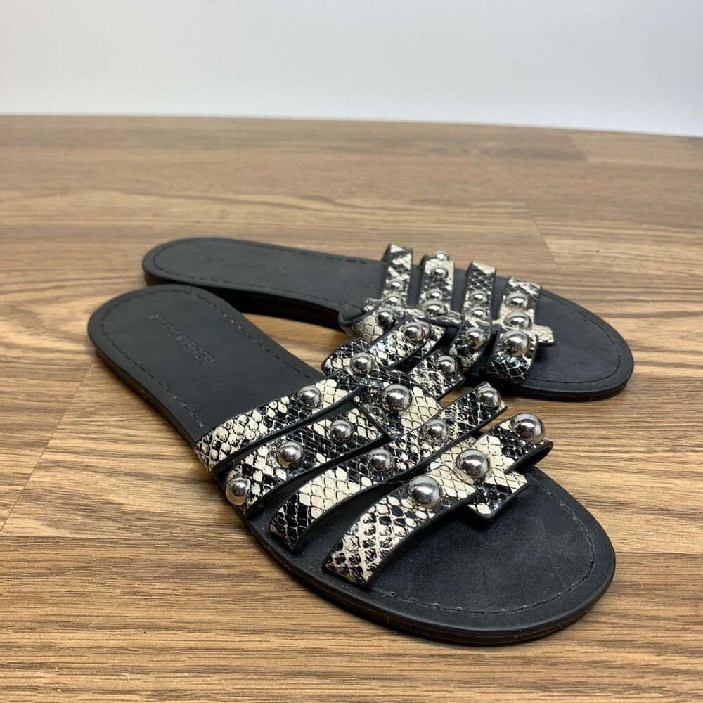Marc Fisher Perth Studded Slide Sandals Snake Pattern Size 7.5
